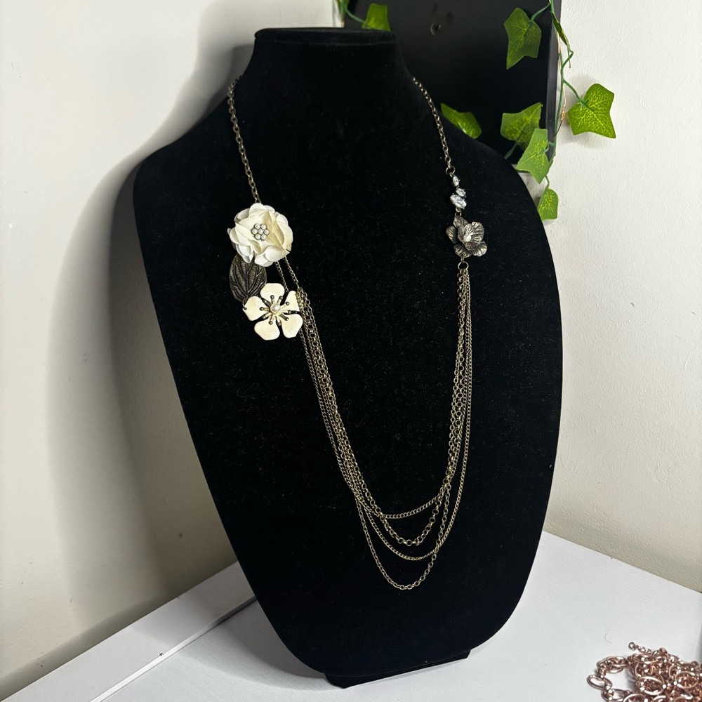 🌸 Floral Statement Necklace w/ Draped Chains | Boho Vintage Inspired 🌸